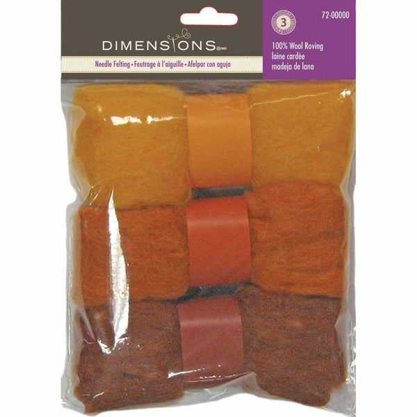Dimensions Needlecraft 3-Pack Wool Roving, Gold Rust Trio