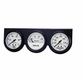 Auto Meter 2328 Autogage Mechanical White Oil/Volt/Water Gauge with Black Console