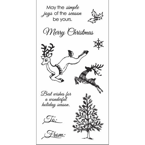 Fiskars 3x6 Inch Clear Stamp, Holiday Frolic