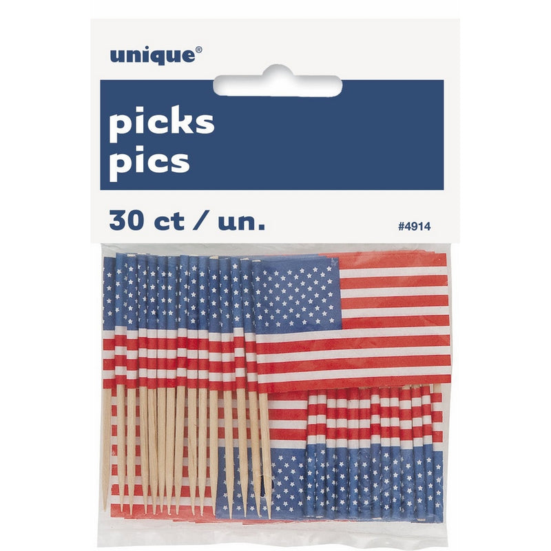 American Flag Toothpicks, 30ct