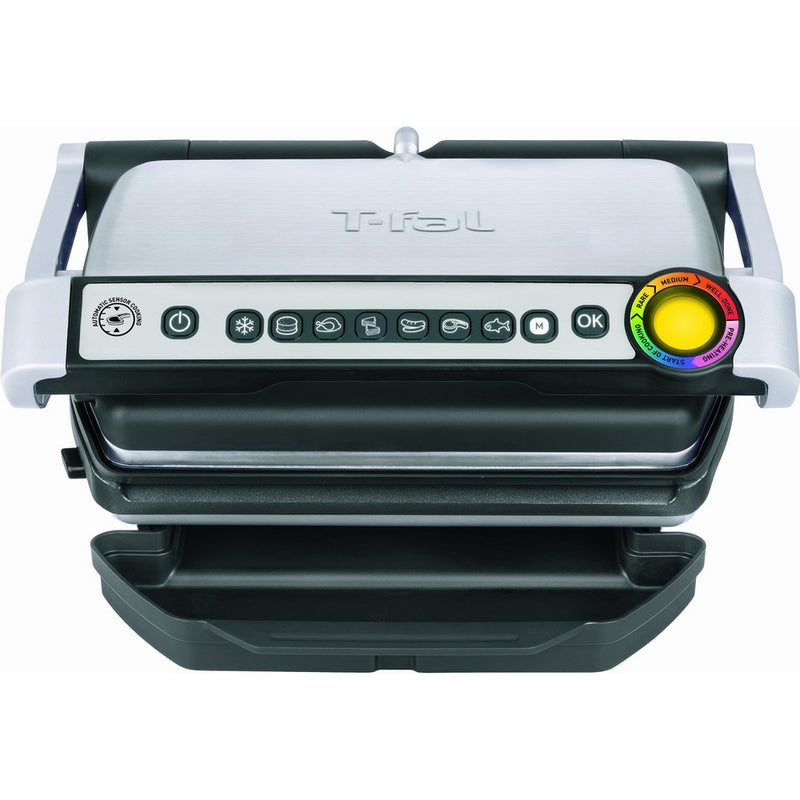 T-Fal OptiGrill Indoor Grill, Electric Grill with Dishwasher Safe Plates, 1800-Watt, Silver, Model GC702