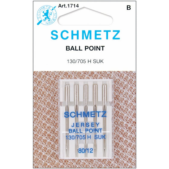 Schmetz 1714C Ball Point Jersey Machine Needles,Size 80/12, 5-Pack