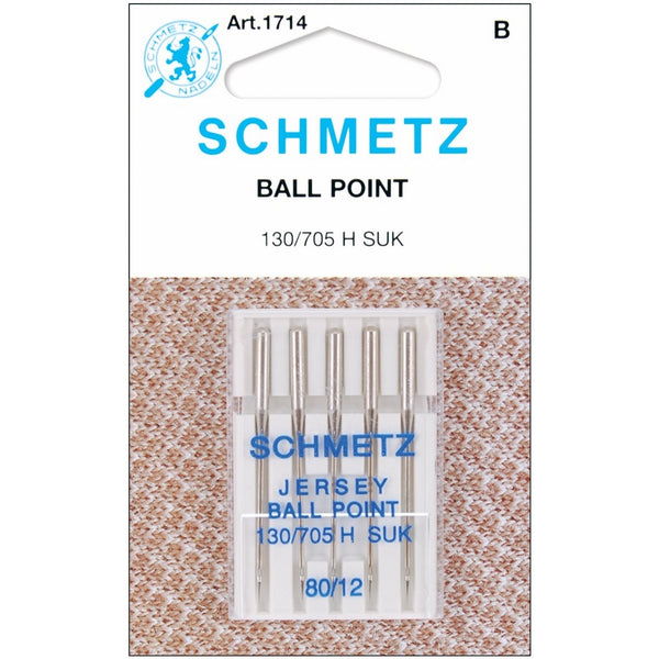 Schmetz 1714C Ball Point Jersey Machine Needles,Size 80/12, 5-Pack