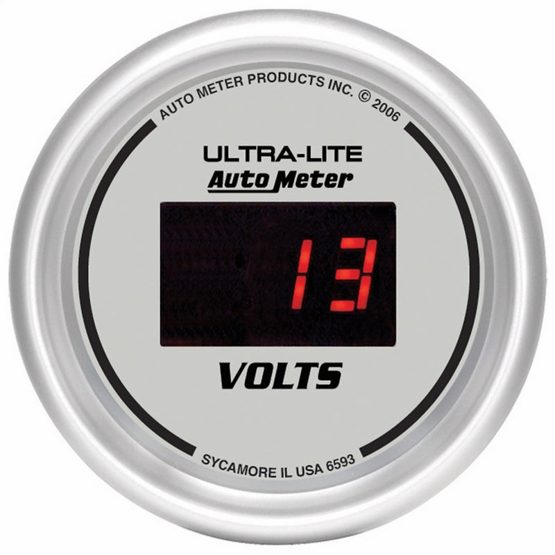 Auto Meter 6593 Digital Silver 2-1/16" 8-18 Volts Voltmeter Gauge