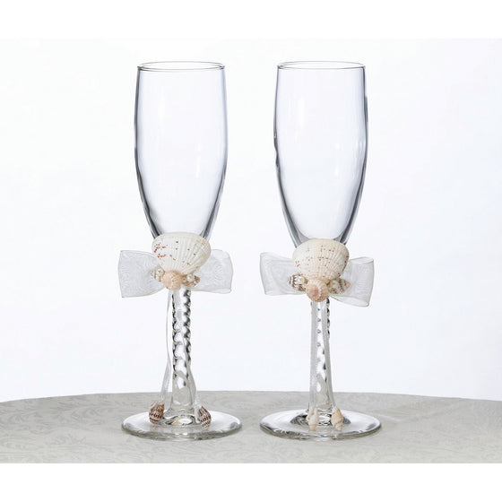 Lillian Rose Coastal Beach Seashell Wedding Toasting Glasses