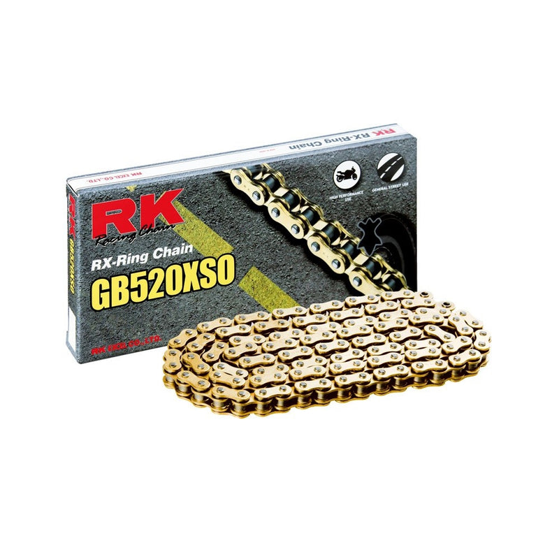 RK Racing Chain GB520XSO-114 114-Links Gold X-Ring Chain with Connecting Link