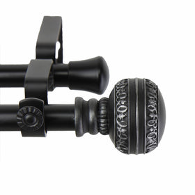 Rod Desyne Ornament Double Window Curtain Rod Set, 120 to 170-Inch, Black