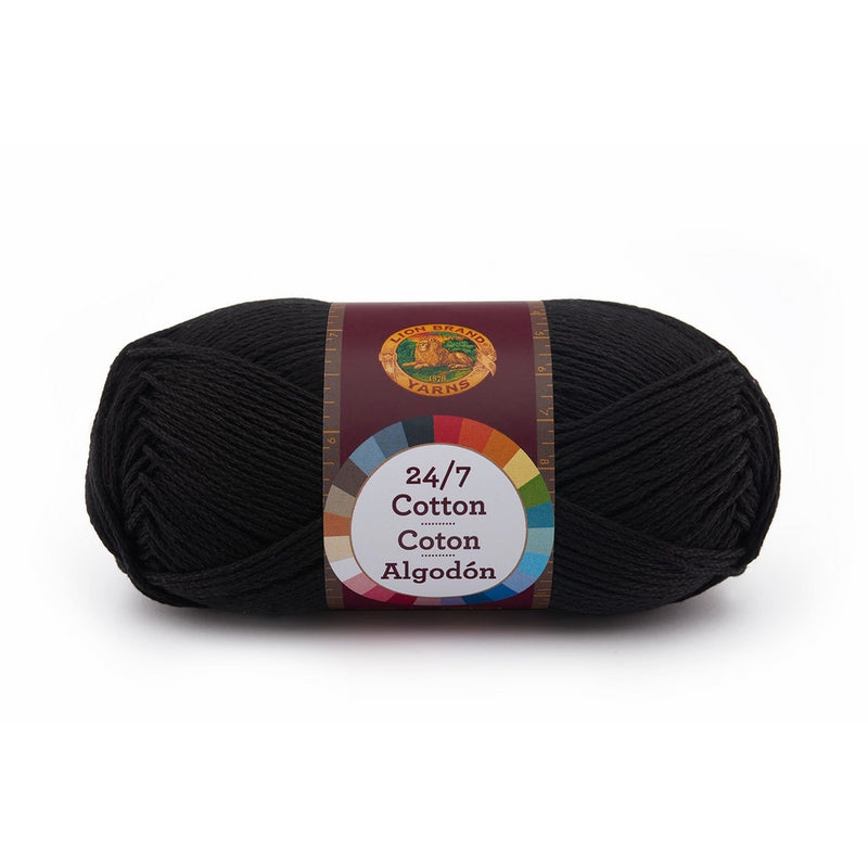 Lion Brand Yarn 761-153 24-7 Cotton Yarn, Black