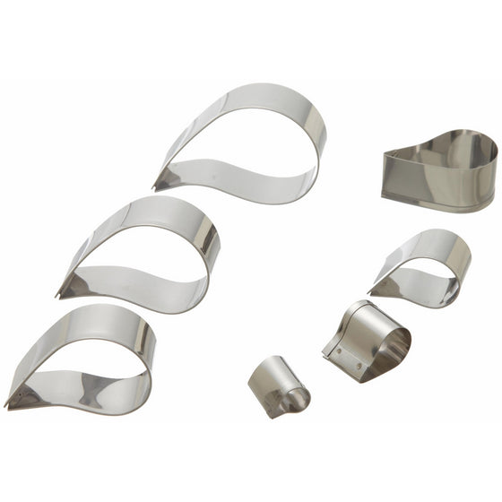 Ateco 5267 Plain Edge Comma Cutters in Graduated Sizes, Stainless Steel, 7 Pc Set