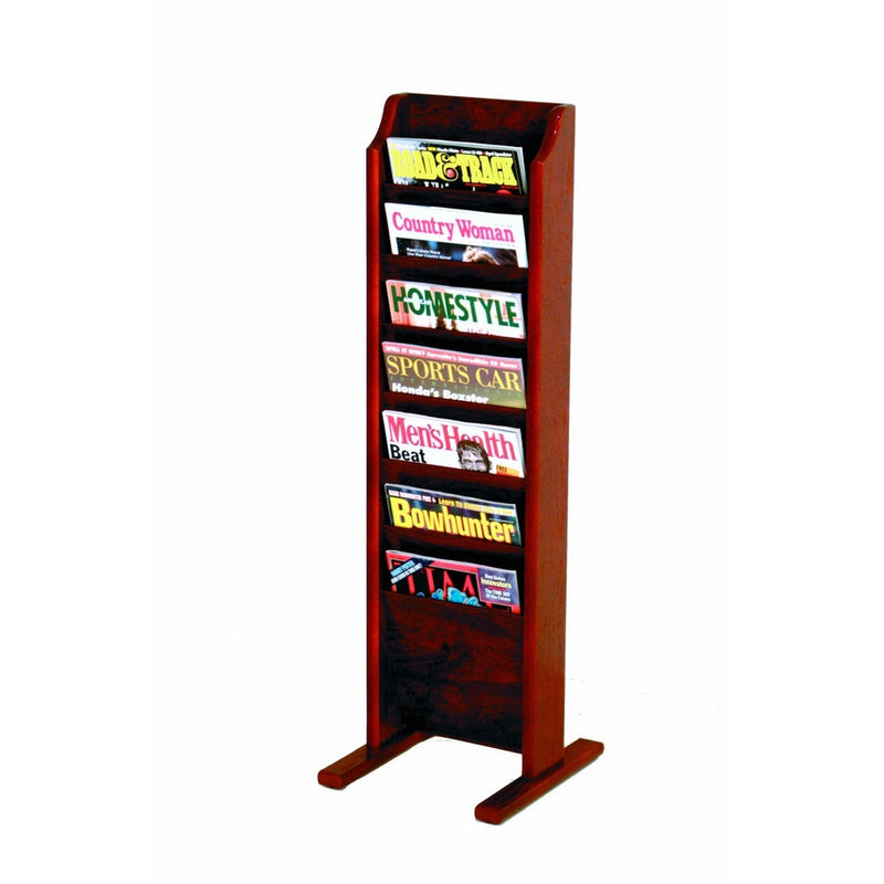 Wooden Mallet 7-Pocket Cascade Free-Standing Magazine Rack, Mahogany