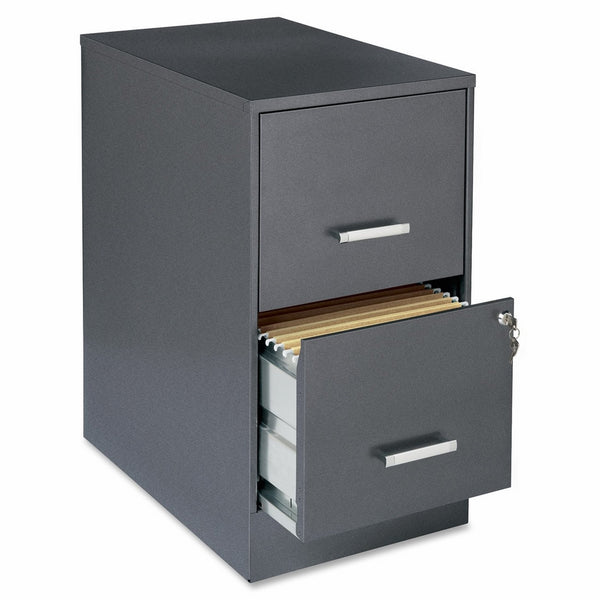 Lorell Office Dimensions 22" Deep 2 Drawer Letter-Sized Metal File Cabinet, Metallic Charcoal (16871)