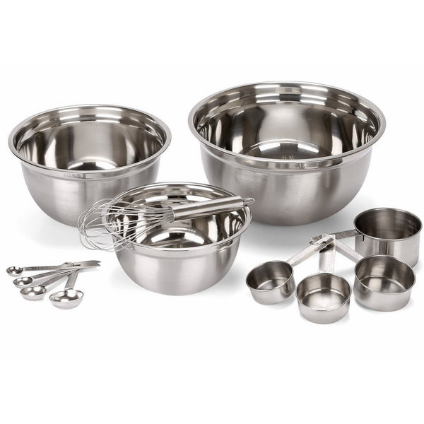 Estilo 12 Piece Stainless Steel Mixing Bowls, Includes Measuring Cups, Measuring Spoons And Barrel Whisk