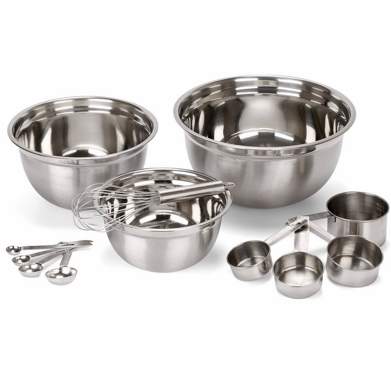 Estilo 12 Piece Stainless Steel Mixing Bowls, Includes Measuring Cups, Measuring Spoons And Barrel Whisk