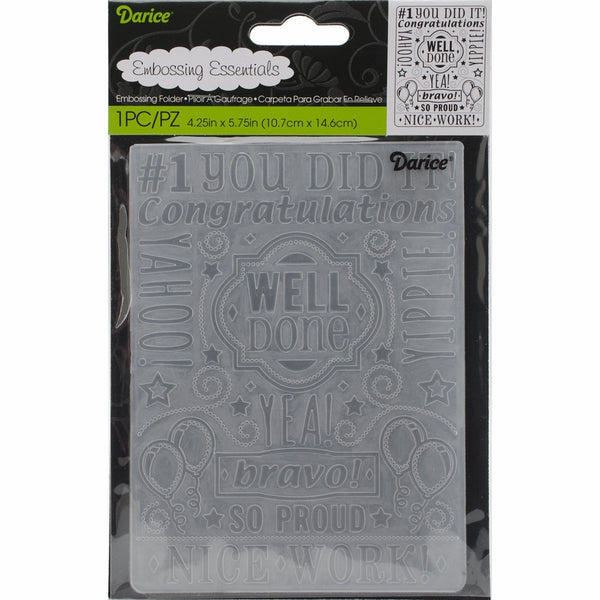 Darice Embossing Folder, 4.25 x 5.75", Congrats Collage