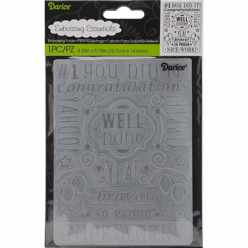 Darice Embossing Folder, 4.25 x 5.75", Congrats Collage