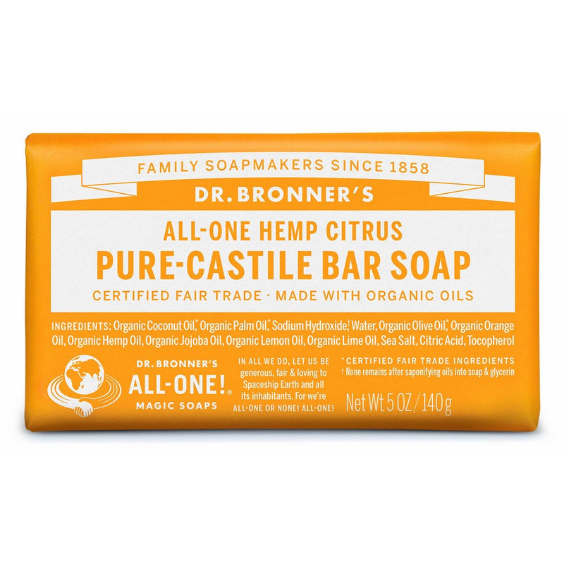 Dr. Bronner's Pure-Castile Bar Soap – Citrus Orange, 5 oz