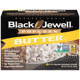 Black Jewell Premium Microwave Popcorn, Butter, 3-Count, 10.5-Ounce Boxes (Pack of 6)