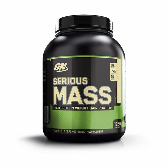 Optimum Nutrition Serious Mass High Calorie Weight Gain/Muscle Gain Protein Powder, Vanilla - 6 Pound