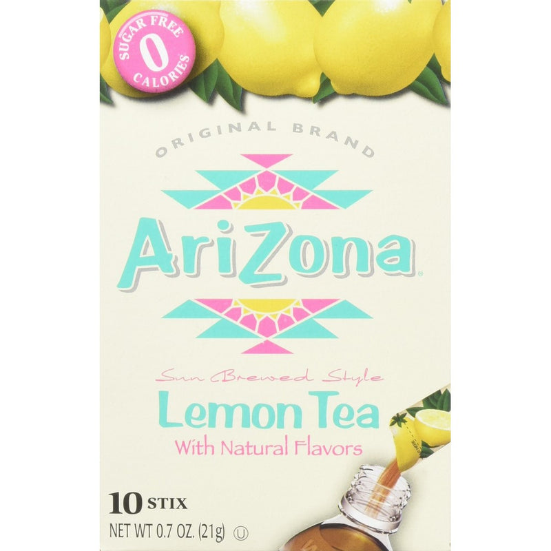 Arizona Lemon Iced Tea Stix Sugar Free, 10 Count Per Box (Pack of 6), Low Calorie Single Serving Drink Powder Packets, Just Add Water for a Deliciously Refreshing Iced Tea Beverage