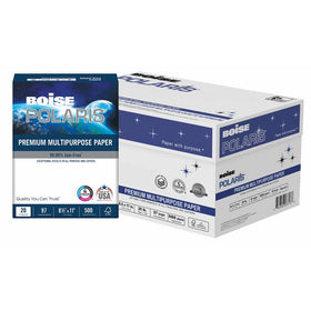 BOISE POLARIS Premium Multipurpose Paper, 8.5 x 11, 97 Bright White, 20 lb, 10 ream carton (5,000 Sheets)