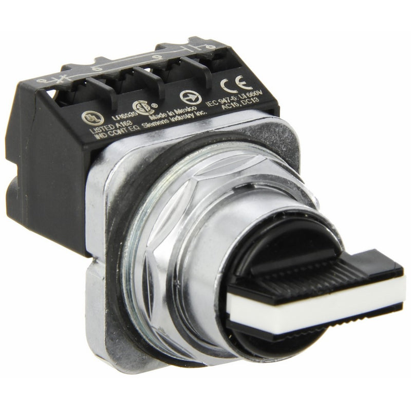 Siemens 52SA2CABA1 Heavy Duty Selector Switch Unit, Water and Oil Tight, 3 Positions, Short Lever, Maintained Operation, C Cam, 1NO 1NC Contact Blocks