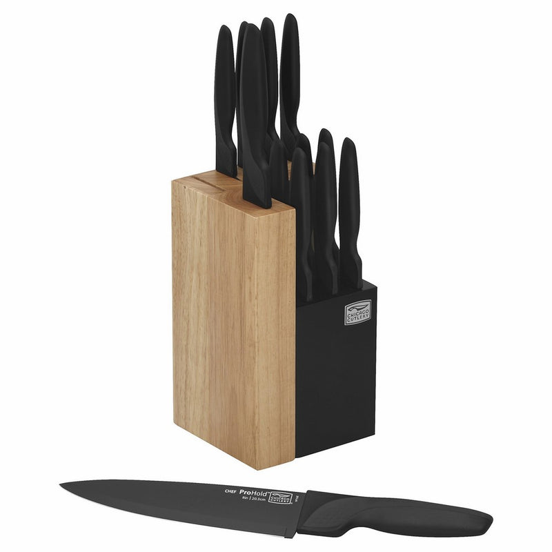 Chicago Cutlery ProHold 14-Piece Dual Knife Block Set, Non-Stick Coating, Black