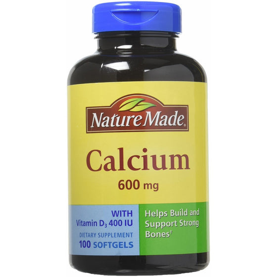 Nature Made Calcium with Vitamin D3 -- 600 mg 100 Liquid Softgels (Pack of 2)