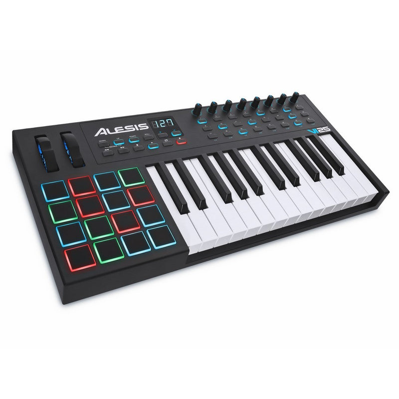 Alesis VI25 | Advanced 25-Key USB MIDI Keyboard & Drum Pad Controller (16 Pads / 8 Knobs / 24 Buttons)