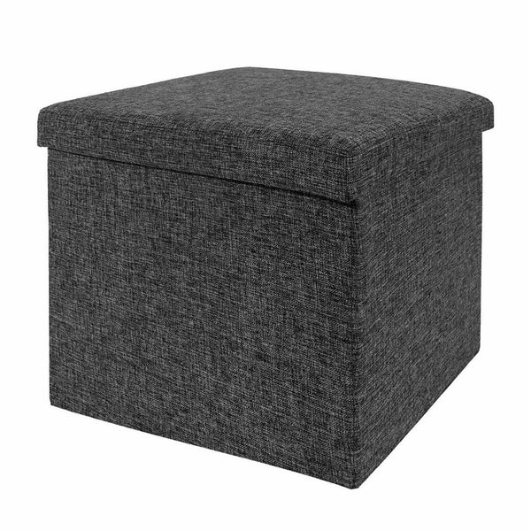 Seville Classics Foldable Storage Ottoman, Charcoal Gray