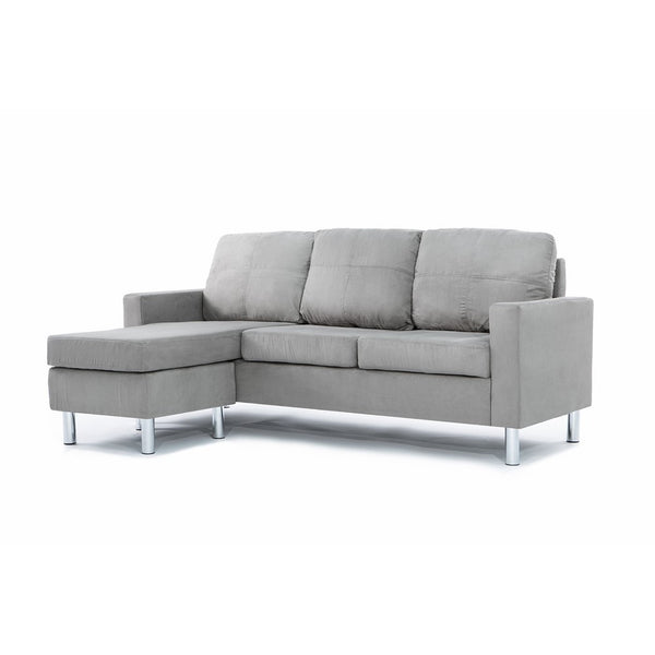 Divano Roma Furniture Modern Microfiber Sectional Sofa - Small Space Configurable (Grey)