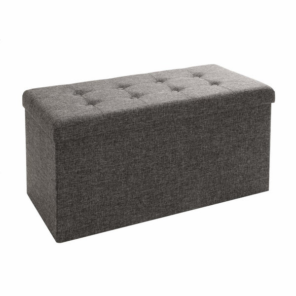 Seville Classics Foldable Storage Bench Ottoman, Charcoal Gray