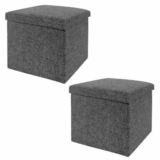 Seville Classics Foldable Storage Ottoman, Charcoal Gray (2 Pack)