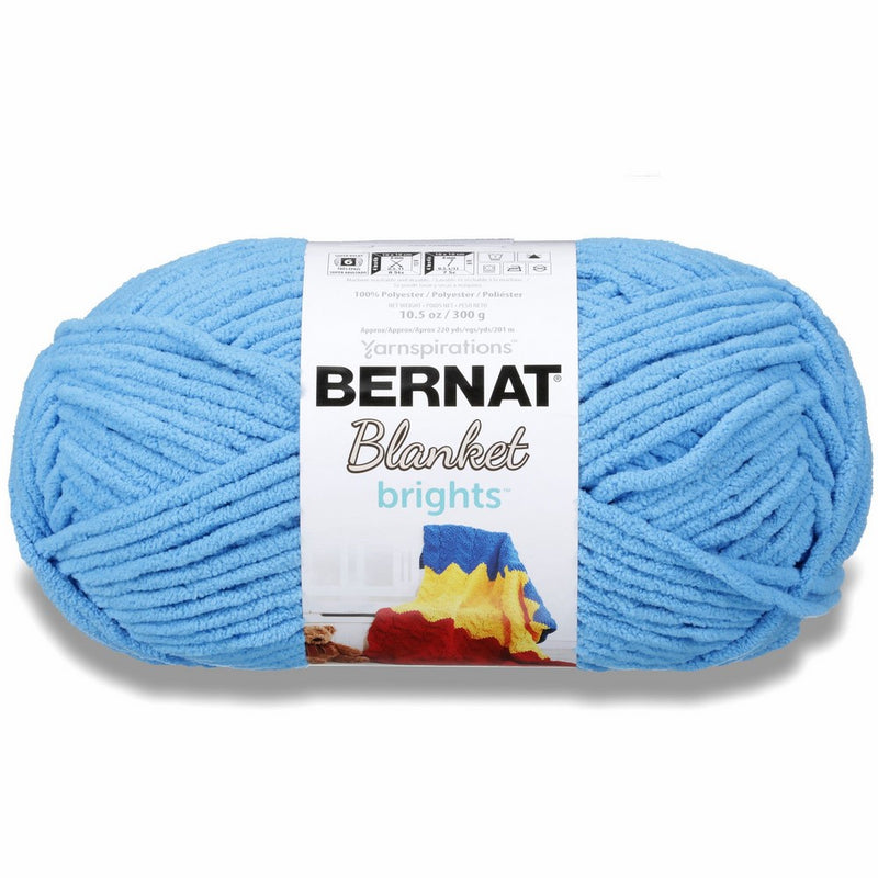 Bernat Blanket BrightsYarn - (6) Super Bulky Gauge- 10.5 oz - Busy Blue-Machine Wash & Dry