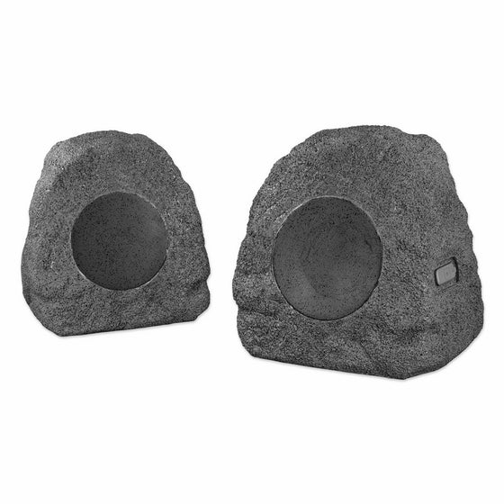 Innovative Technology Premium 5-Watt Bluetooth Outdoor Rock Speakers with A/C Adaptor and Built In Rechargeable 5200mAh Battery, Pair, Charcoal