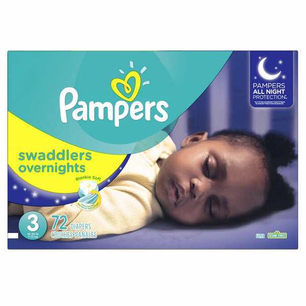 Pampers Swaddlers Overnights Disposable Diapers Size 3, 72 Count, SUPER