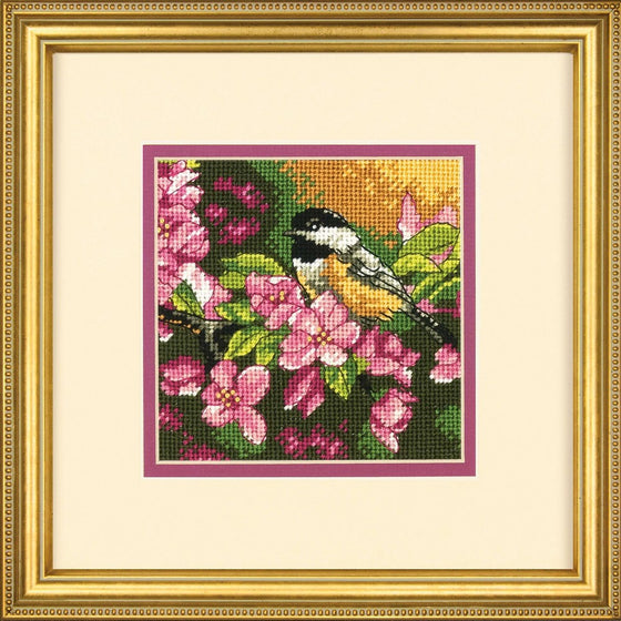 Mini Needlepoint: Chickadee In Pink