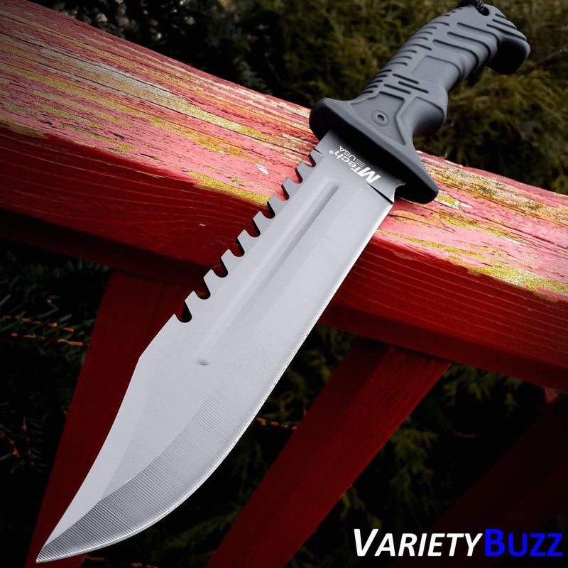 13" BLACK TACTICAL SURVIVAL Rambo Hunting FIXED BLADE KNIFE Army Bowie w/ SHEATH