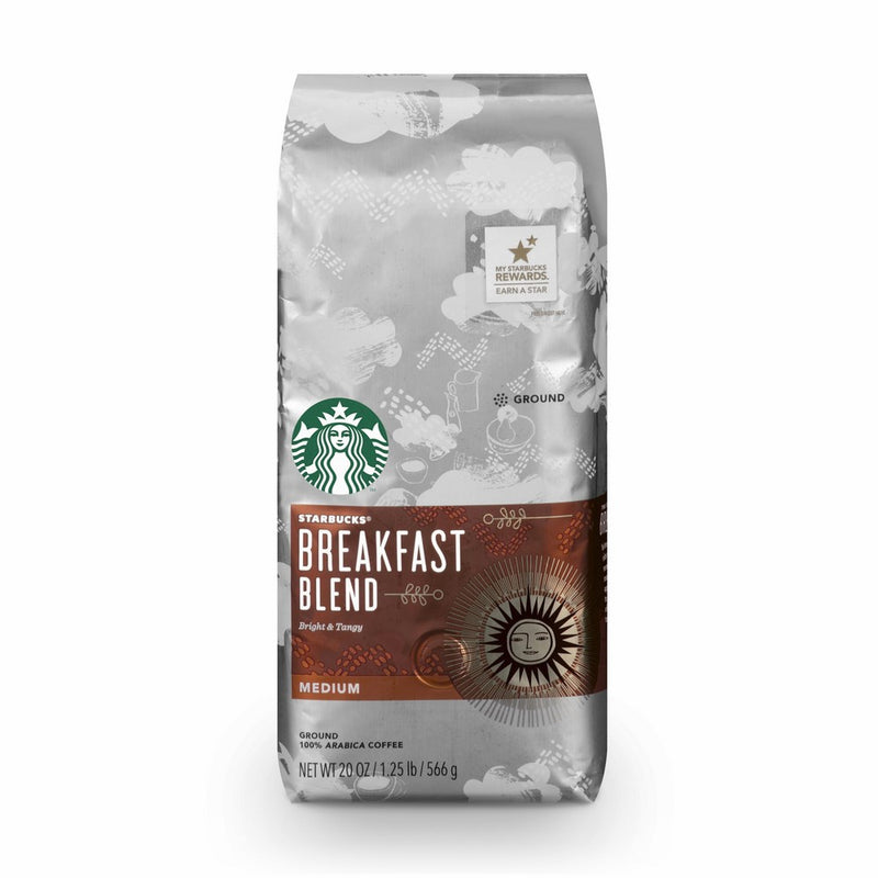 Starbucks Breakfast Blend Medium Roast Ground Coffee, 20-Ounce Bag