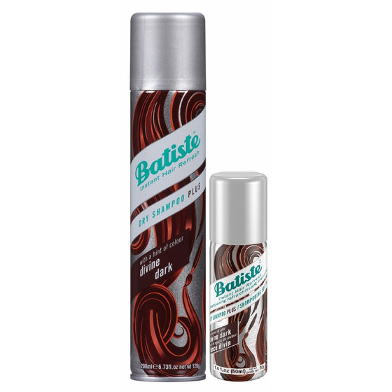 Batiste Dry Shampoo Divine Dark 6.73 oz Plus Mini 1.6 oz Travel Size