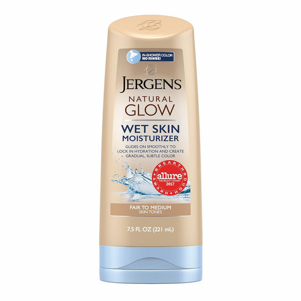 Jergens Natural Glow Wet Skin Moisturizer for Body, Fair to Medium Skin Tones, 7.5 Ounces