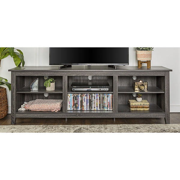 WE Furniture 70" Wood Media TV Stand Storage Console - Charcoal