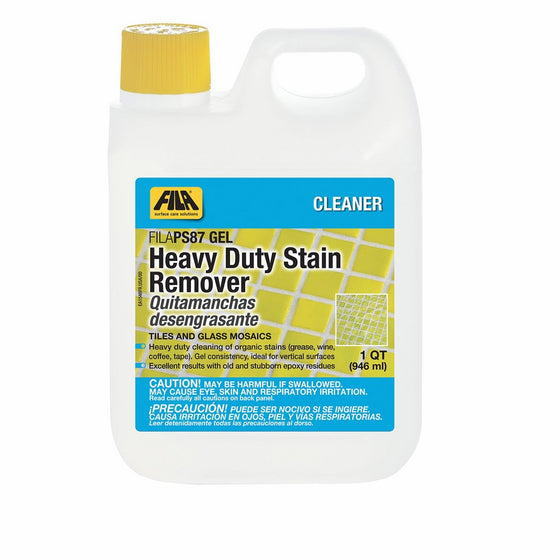 FILA Heavy Duty Stain Remover PS87 Gel 1 QT, Epoxy Grout Haze Remover, Stain Remover for Wine, Grease, Coffee and other food stains, ideal for Porcelain Tile, Ceramic Tile, Glass Mosaic.