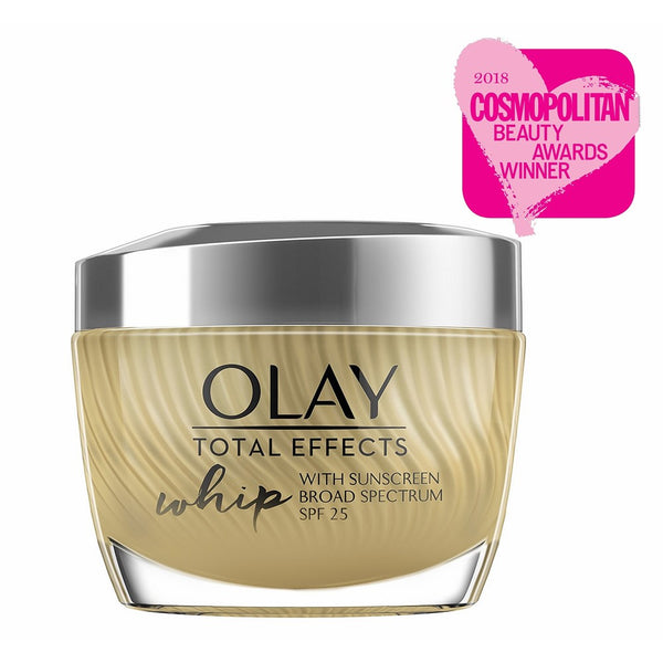 Whip Light Face Moisturizer by Olay Total Effects, Anti Aging Face Cream, SPF 25 for Even Skin Tone with Vitamins C, E, B3 & B5, 1.7 Oz