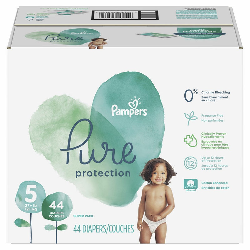 Pampers Pure Protection Disposable Diapers, Size 5, 44 Count