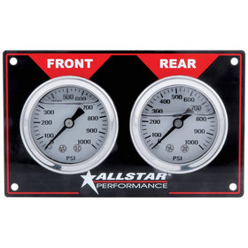 Allstar ALL80172 Two 1000 PSI Liquid-Filled Horizontal Mount Brake Bias 2-Gauge Panel Kit