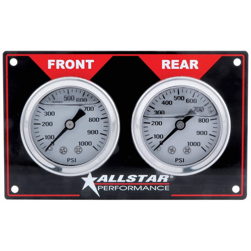 Allstar ALL80172 Two 1000 PSI Liquid-Filled Horizontal Mount Brake Bias 2-Gauge Panel Kit