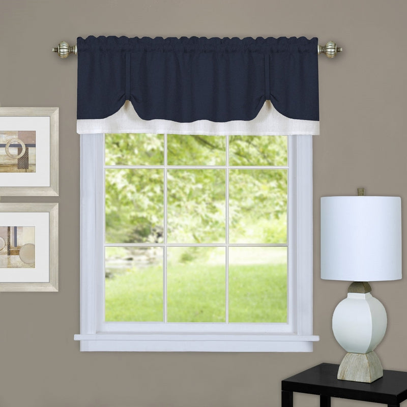 Achim Home Furnishings Darcy Window Curtain Valance, 58" x 14", Navy & White