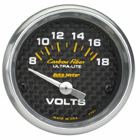 Auto Meter 4791 Carbon Fiber Electric Voltmeter Gauge