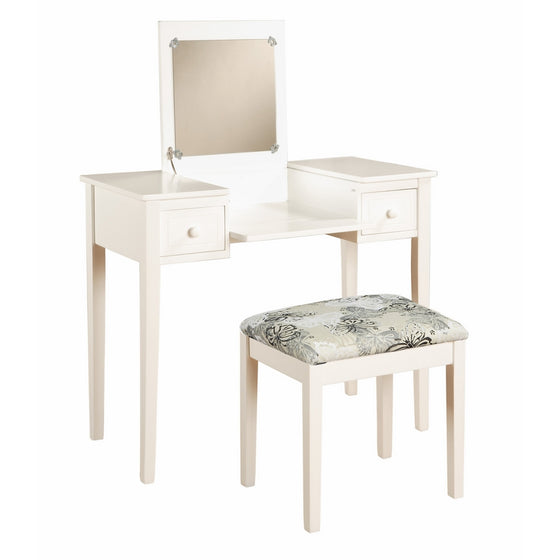 Linon Home Decor Vanity Set Butterfly Bench, White