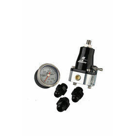 Aeromotive 13130 Regulator and Fitting Kit, 13129 EFI Bypass Regulator w/(3) 15606 Fittings and (1) 15633 Pressure Gauge